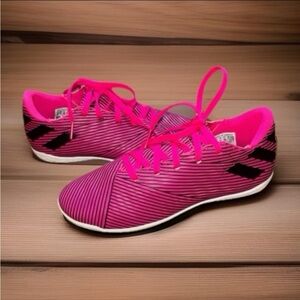 Adidas Nemeziz 19.4 IN soccer shoes in shock pink and core black, youth Size 4